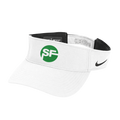 White visor with green logo and Nike branding on a white background