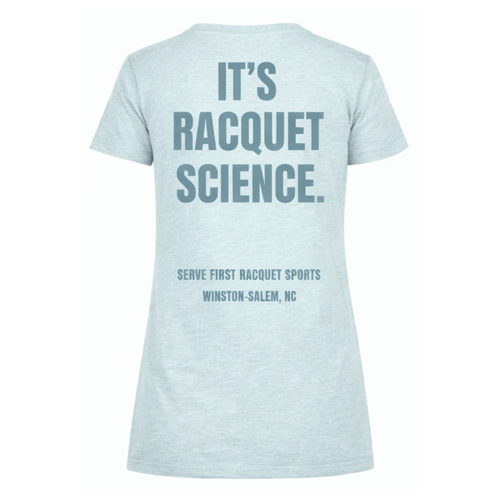 Light blue t-shirt with text on the back on a white background